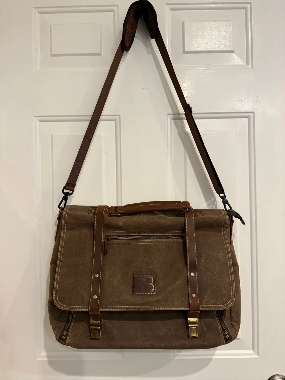 Vintage ZB Messenger Bag waterproof canvas and leather